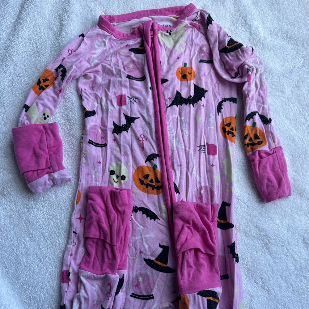 Little Sleepies Pink Halloween Footie